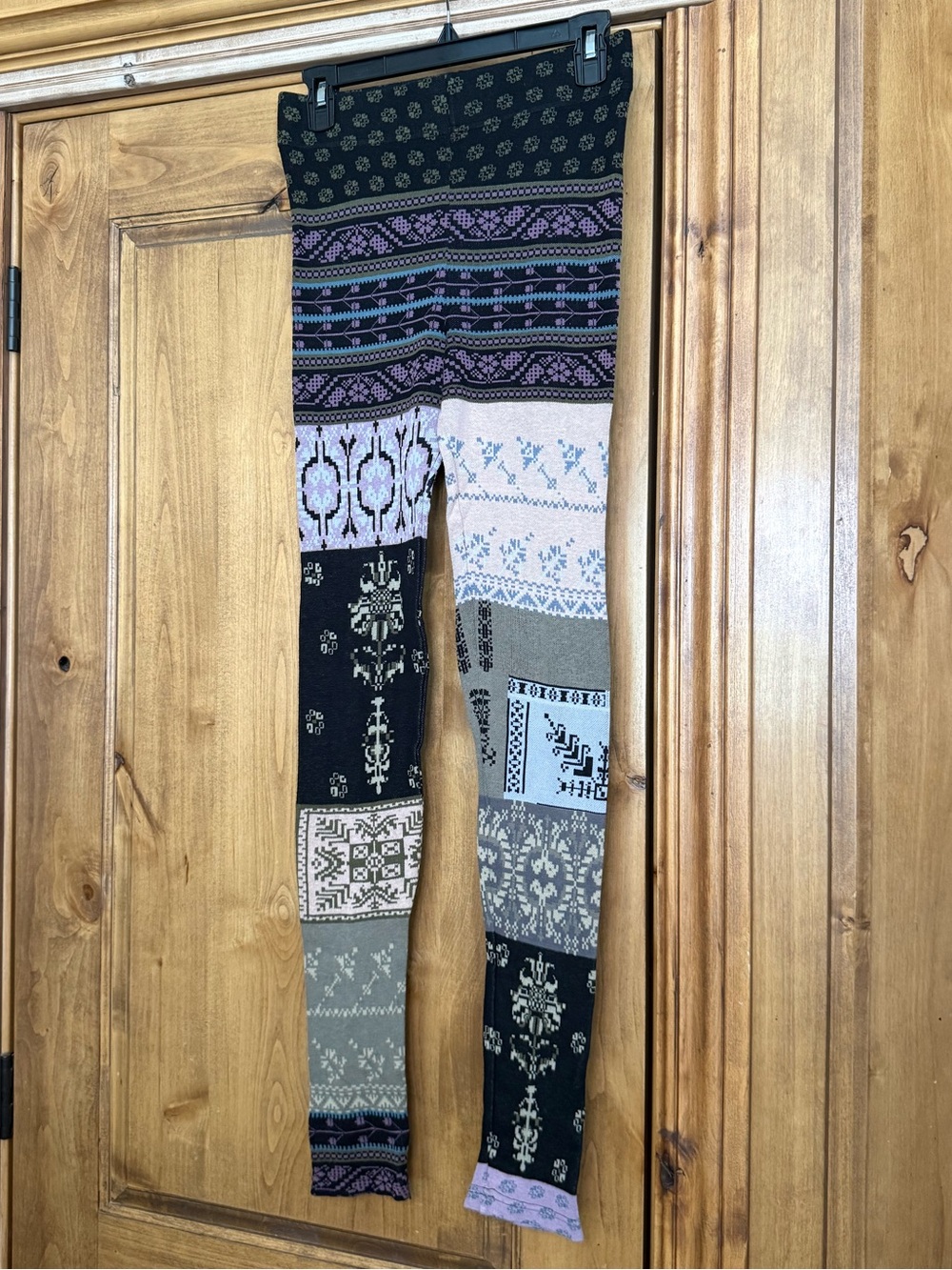 Free People Fair Isle Knit Leggings Nordic Patchwork Sweater Leggings Size M